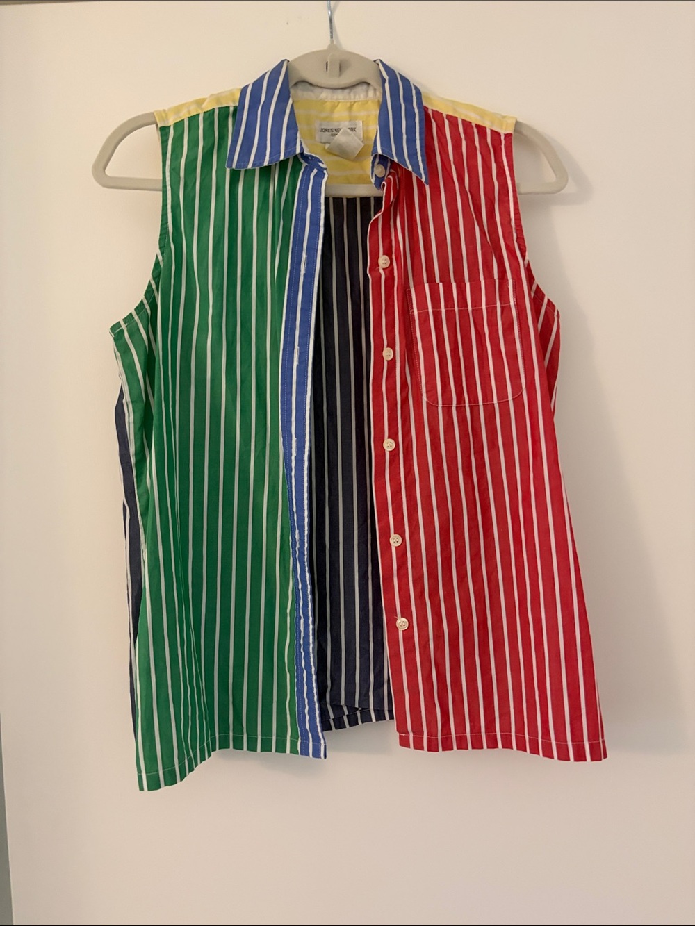 Jones New York Multicolor Striped Sleeveless Button-Front Top